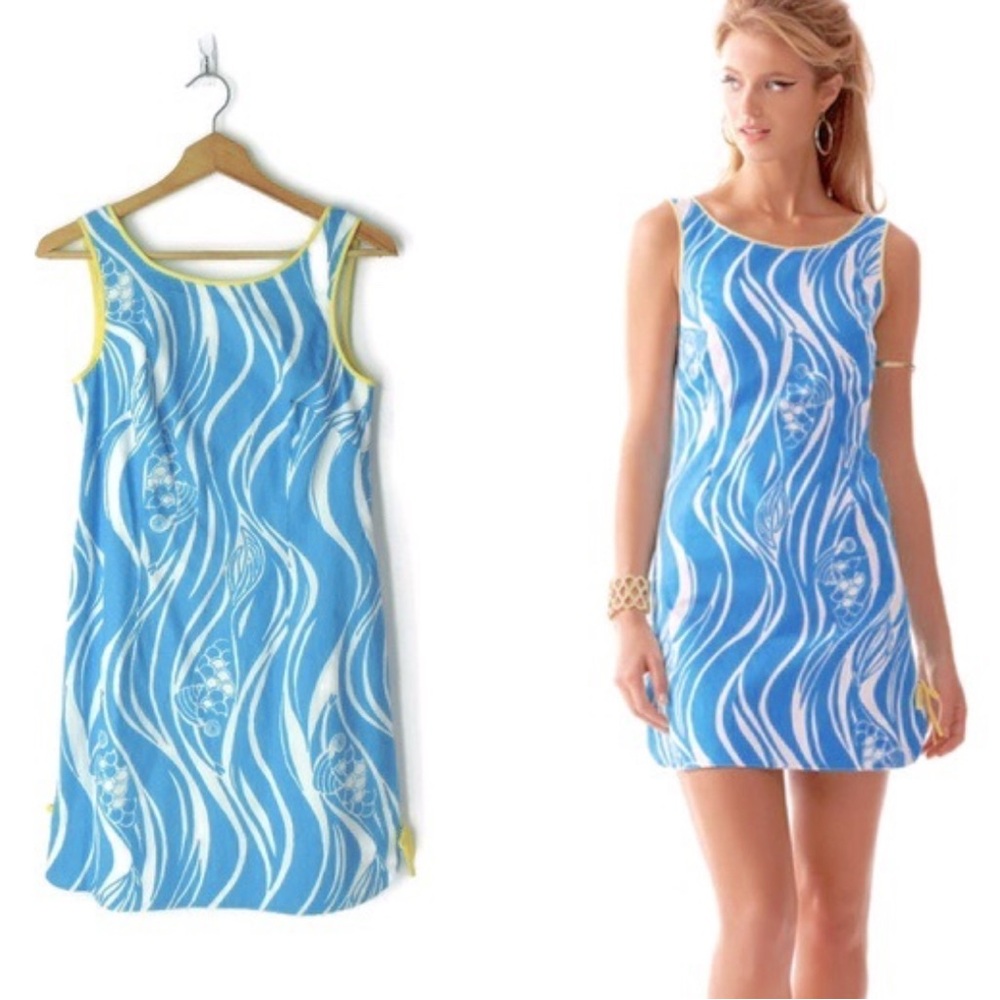 Lilly Pulitzer Delia Shift Dress, Joe Fish, Turquoise, Size 4‎